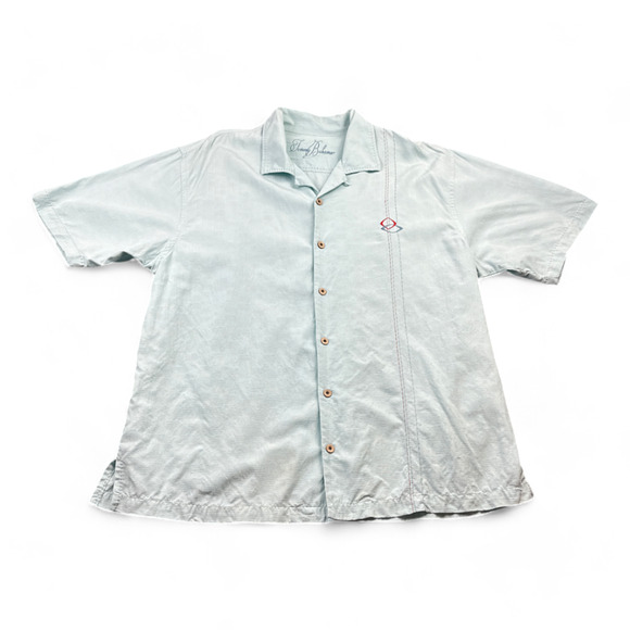 Tommy Bahama Shirt Adult EXTRA LARGE Blue Silk Club Hawaiian Martini Tropical - Picture 1 of 10